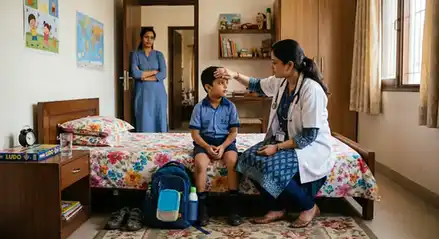 GurgaonCare doctor conducting child health home visit in Gurgaon