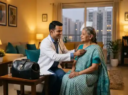 GurgaonCare doctor conducting women's health home visit in Gurgaon